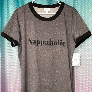 NWT Lularoe L gray nappaholic Liv tee shirt